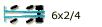 six wheels, two driven, four steered, steered tag axle in front of the driven axle (twin-steer)